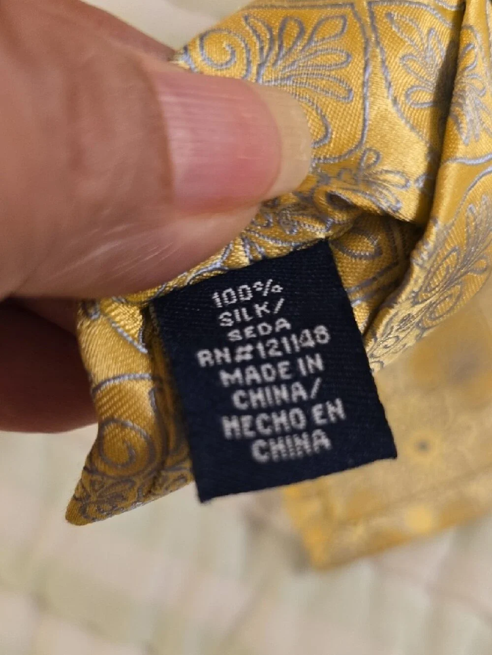 Stafford Yellow Paisley Silk Tie 62 Inches Long Handmade